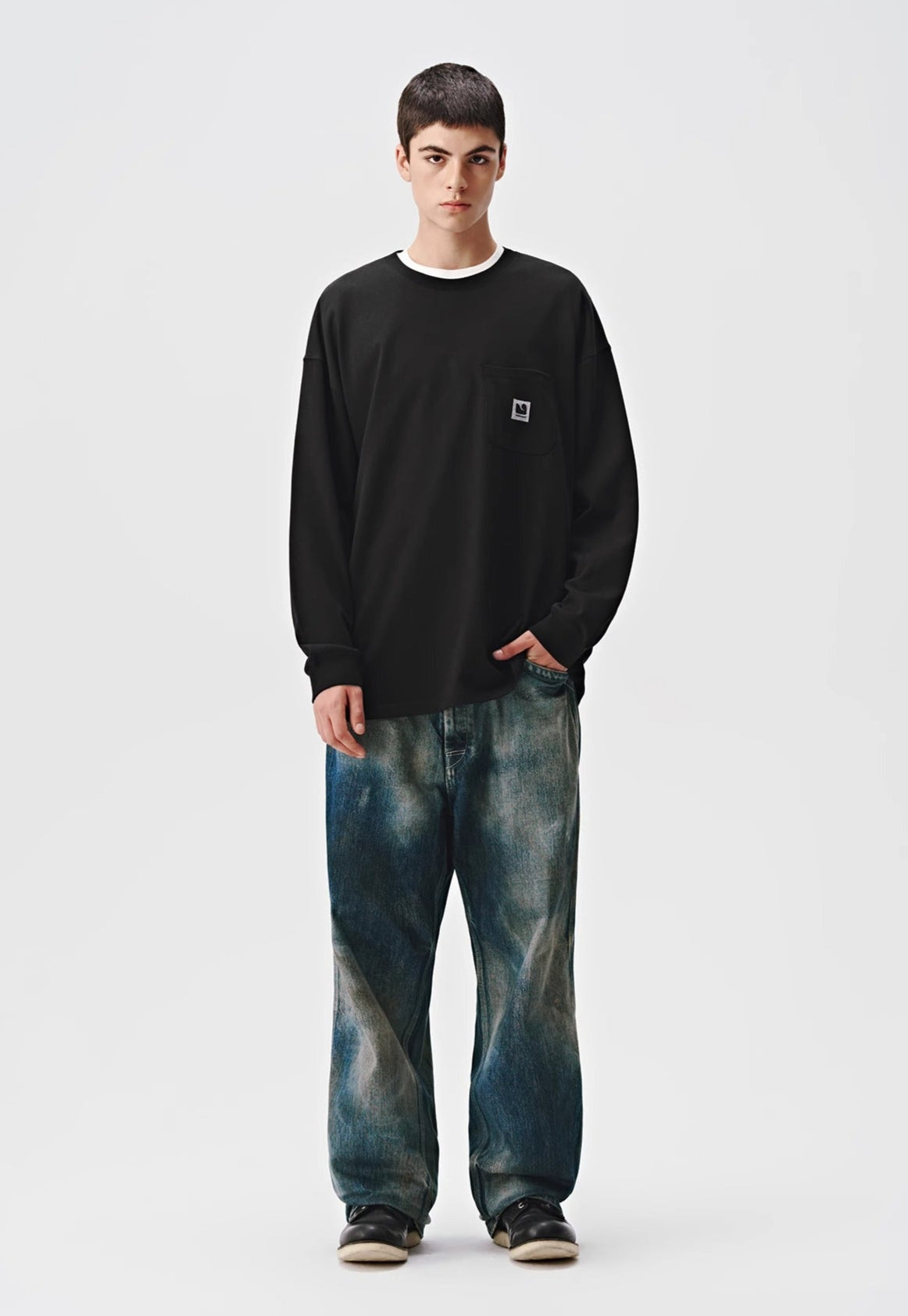 714STREET ポケット ワンポイントロゴ ロングTシャツ MB4667