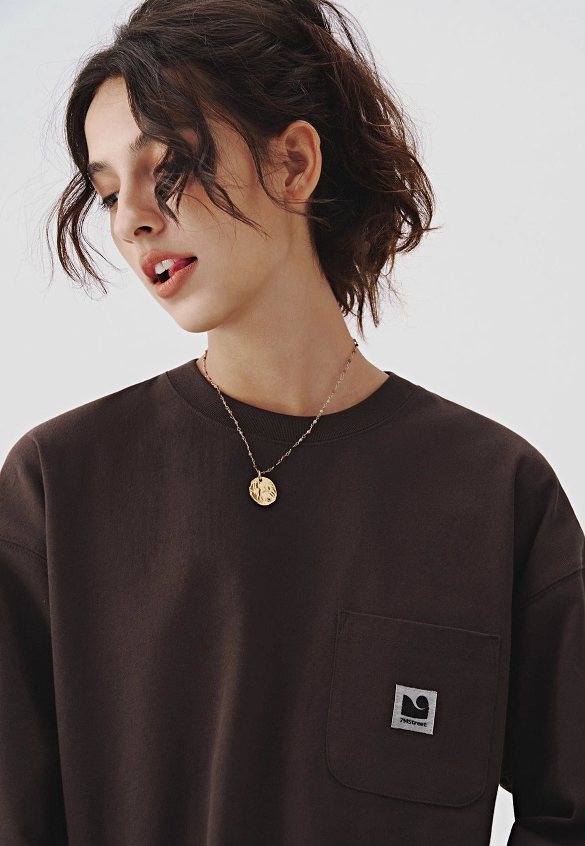 714STREET ポケット ワンポイントロゴ ロングTシャツ MB4667