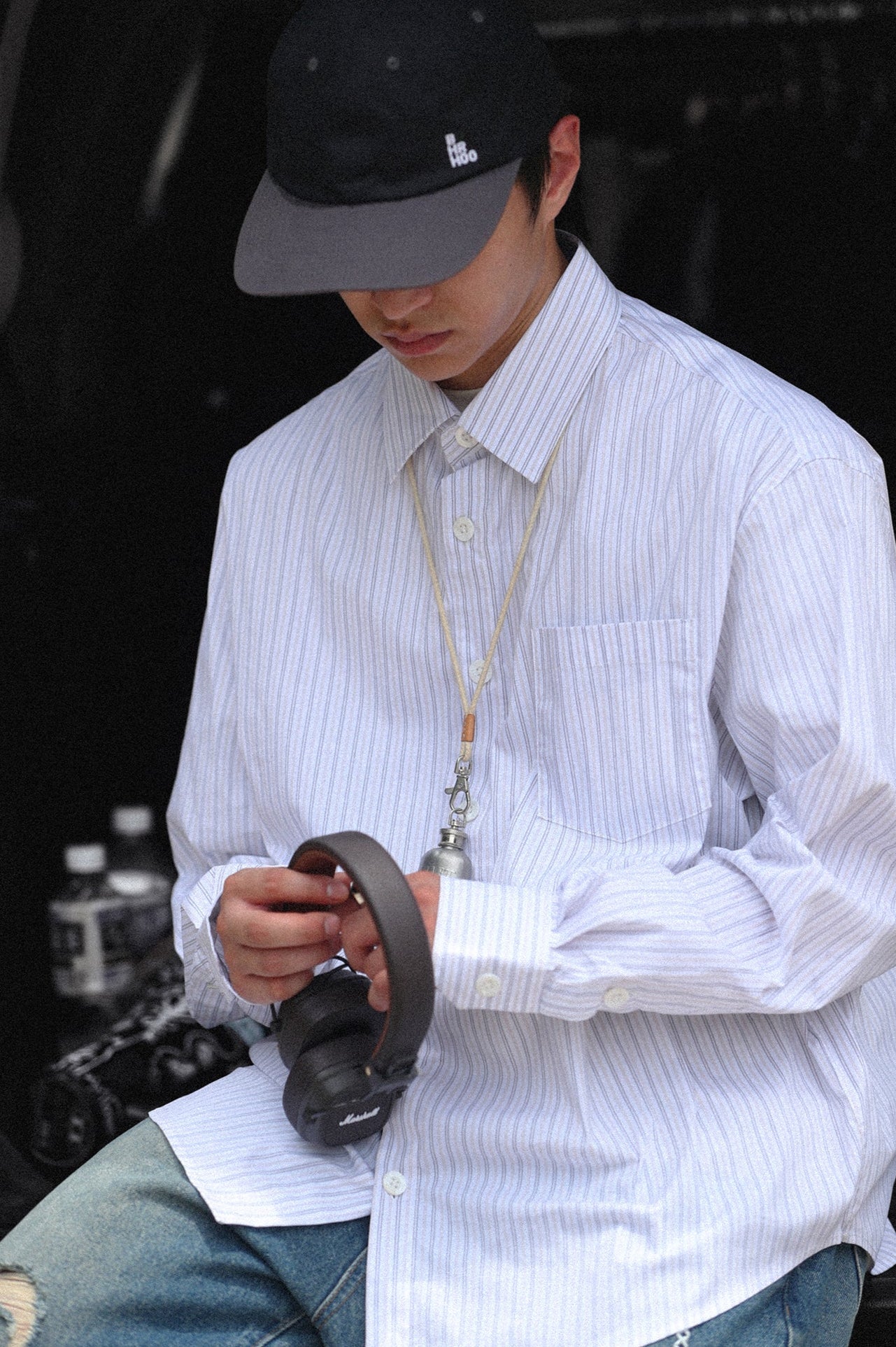 Dime ストライプシャツ Mサイズ ON/OFF対応】七分袖リバーストライプシャツ[品番：ITKW0016942]｜MK