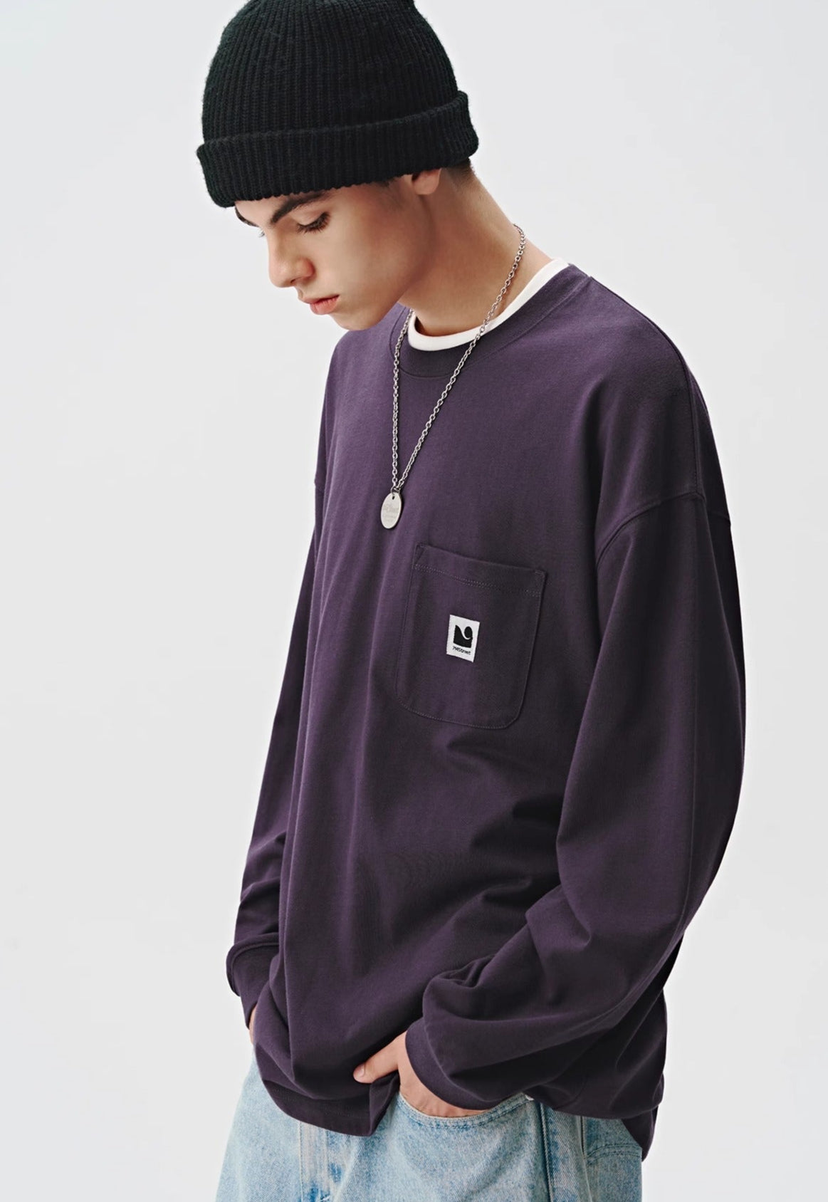 714STREET ポケット ワンポイントロゴ ロングTシャツ MB4667