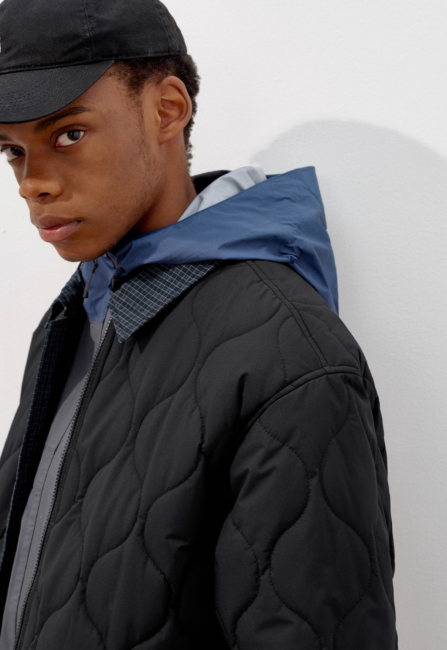 714STREET 襟チェック キルティングジャケット MB4961