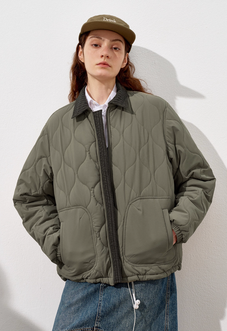 714STREET 襟チェック キルティングジャケット MB4961