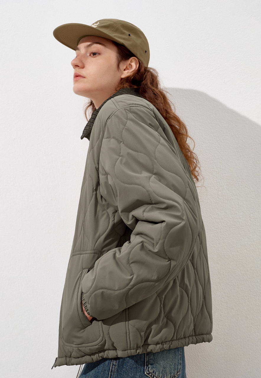 714STREET 襟チェック キルティングジャケット MB4961