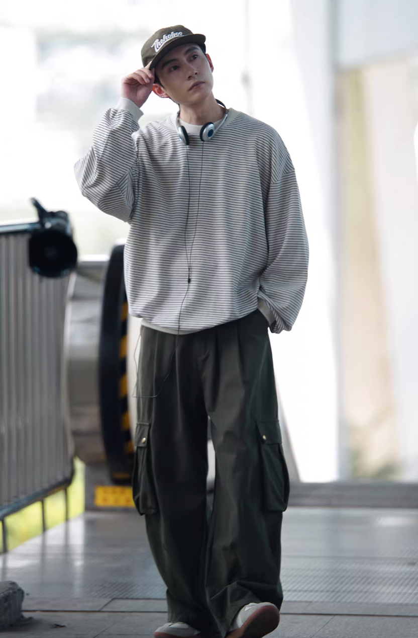 NOCLUE ストライプ ロングTシャツ MB5015
