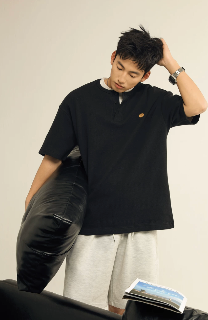 ACTUP ヘンリーネック ワッフルTシャツ MB5158