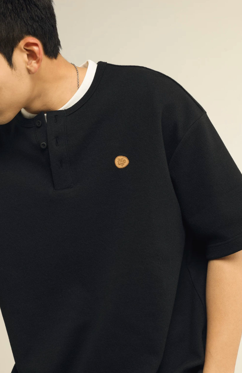 ACTUP ヘンリーネック ワッフルTシャツ MB5158