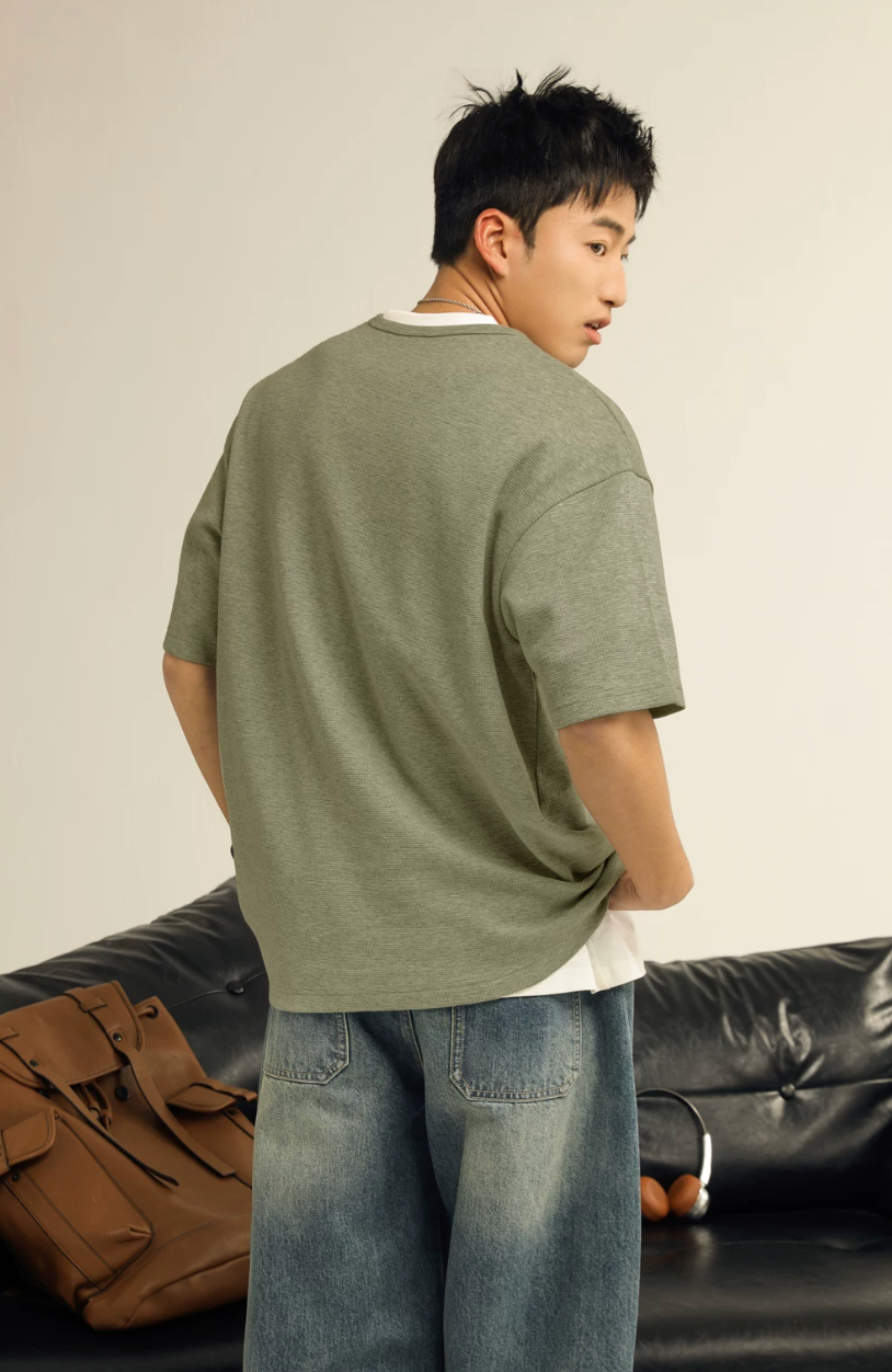 ACTUP ヘンリーネック ワッフルTシャツ MB5158