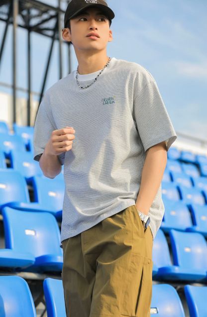 ACTUP ストライプ バックプリント Tシャツ MB5193