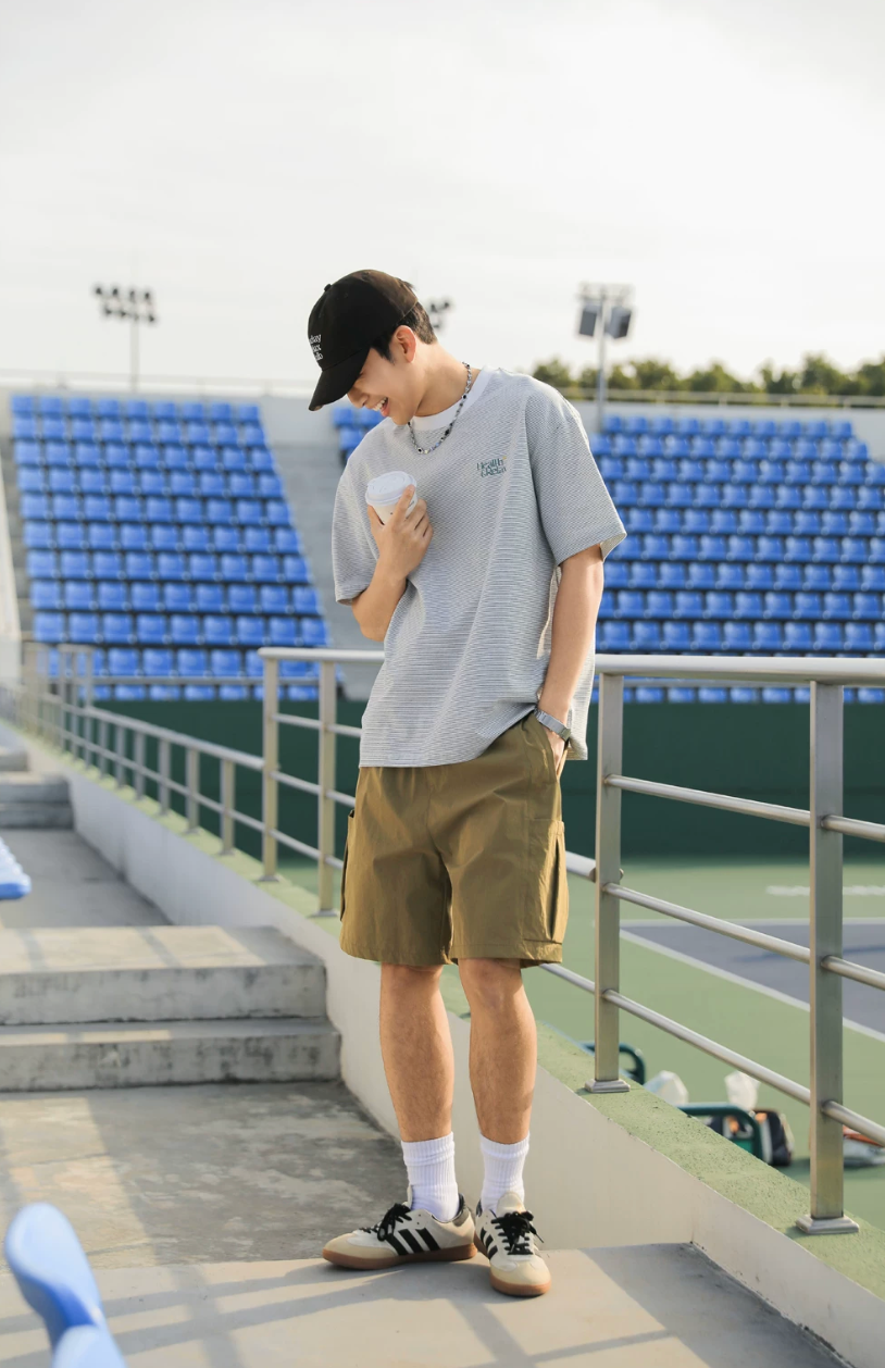 ACTUP ストライプ バックプリント Tシャツ MB5193