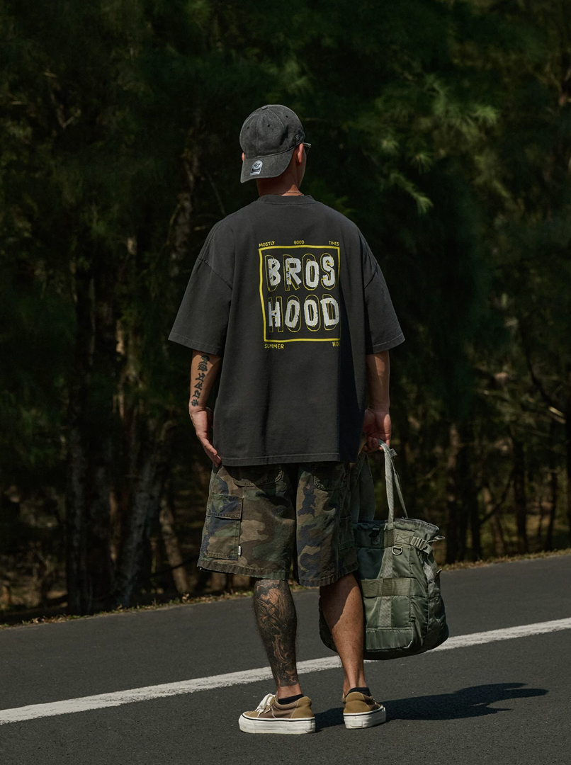 BROSHOOD バックプリント Tシャツ MB5221