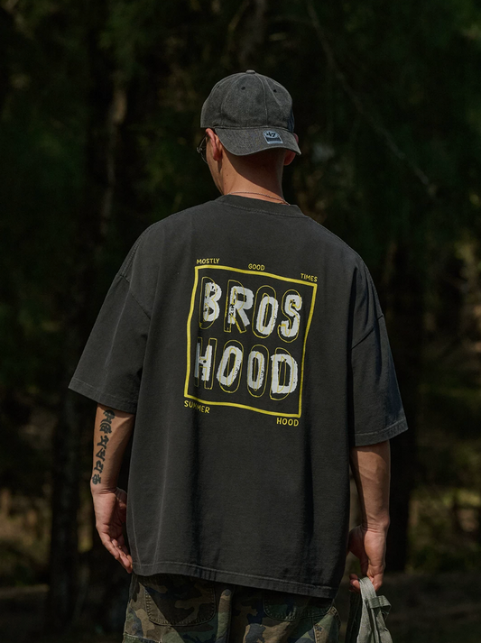 BROSHOOD バックプリント Tシャツ MB5221