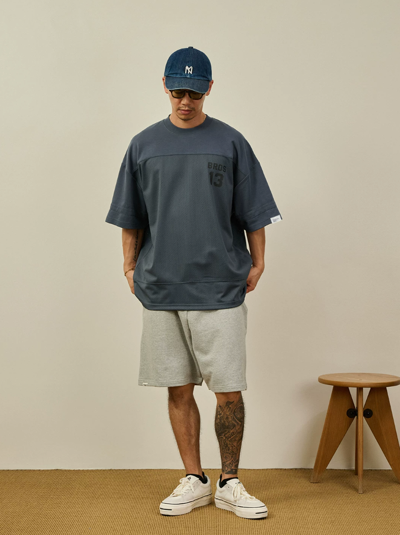 BROSHOOD バックプリント メッシュTシャツ MB5227