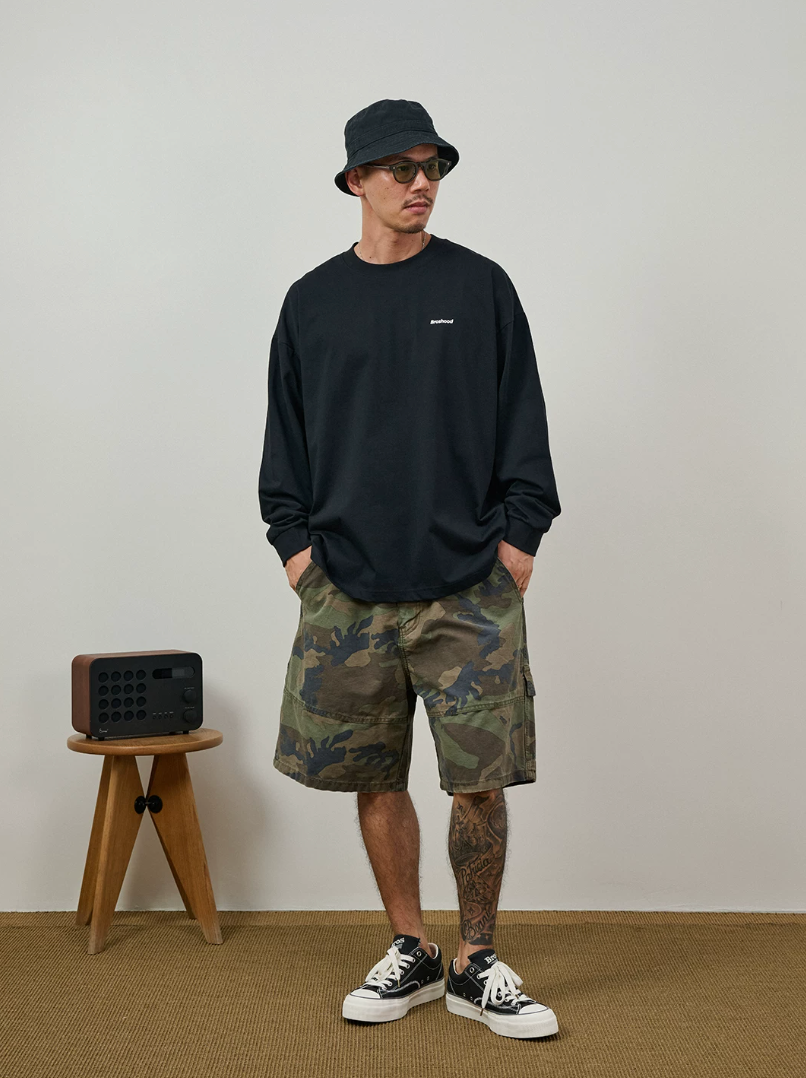 BROSHOOD ワンポイントロゴ ロングTシャツ MB5337