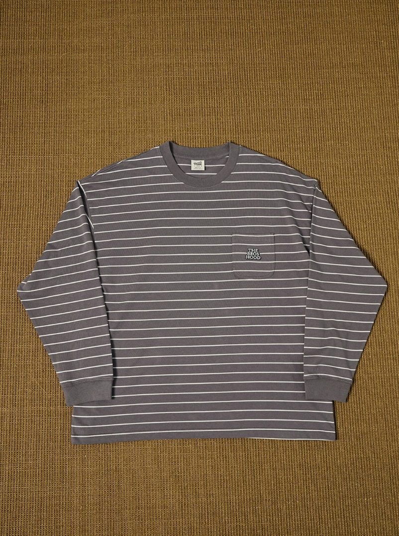 BROSHOOD ボーダー ロングTシャツ MB5338