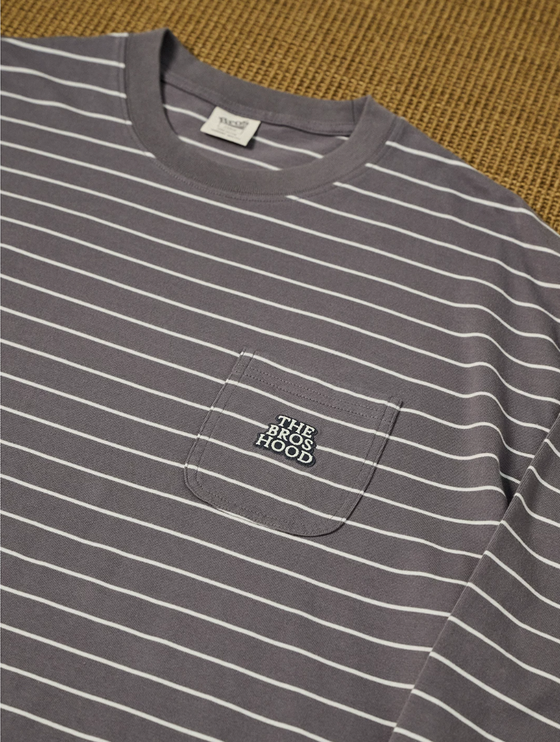 BROSHOOD ボーダー ロングTシャツ MB5338