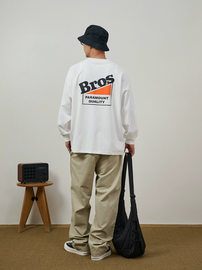 BROSHOOD バックプリント ロングTシャツ MB5339