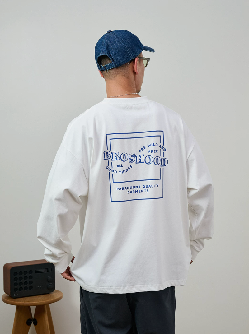 BROSHOOD バックプリント ロングTシャツ MB5340